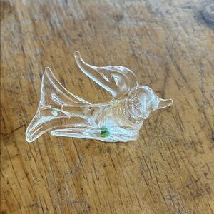 Glass Fish Figurine with Green Accents